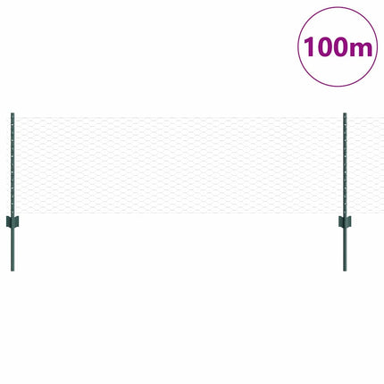 Udendørs sekskantet hegn med stolpe 100 x 0,6 m PVC-belagt stål