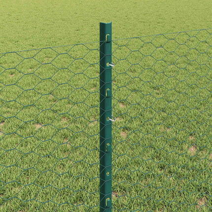 Udendørs sekskantet hegn med stolpe 100 x 0,8 m PVC-belagt stål