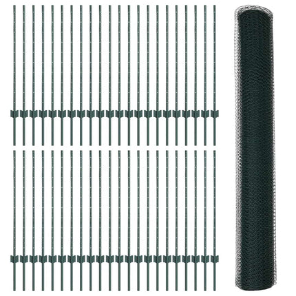 Udendørs sekskantet hegn med stolpe 100 x 1 m PVC-belagt stål