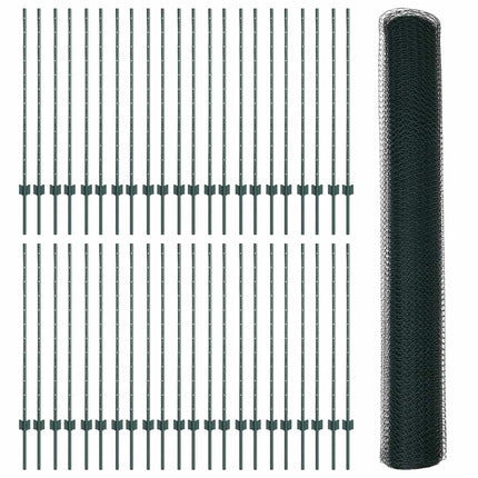 Udendørs sekskantet hegn med stolpe 100 x 1,2 m PVC-belagt stål