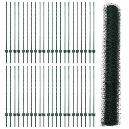 Udendørs sekskantet hegn med stolpe 100 x 1,2 m PVC-belagt stål