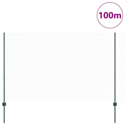 Udendørs sekskantet hegn med stolpe 100 x 1,6 m PVC-belagt stål