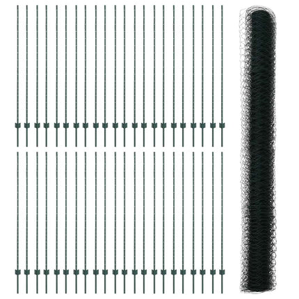 Udendørs sekskantet hegn med stolpe 100 x 1,6 m PVC-belagt stål