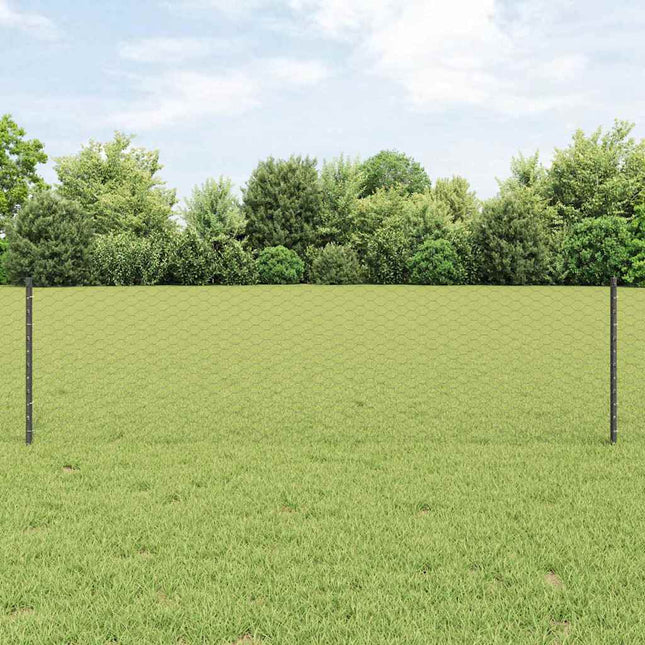 Udendørs sekskantet hegn med stolpe 10 x 0,6 m PVC-belagt stål