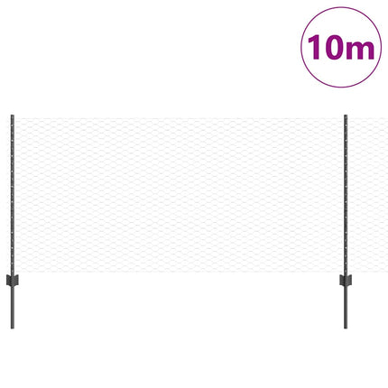 Udendørs sekskantet hegn med stolpe 10 x 0,8 m PVC-belagt stål