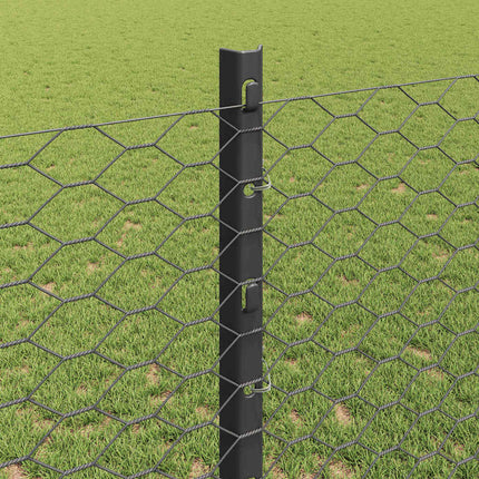 Udendørs sekskantet hegn med stolpe 10 x 1,2 m PVC-belagt stål