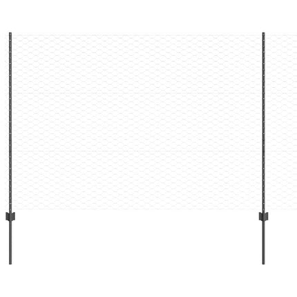 Sekskantet hegn med stolpe 10 x 1,5 m PVC-belagt stål Grå Mesh
