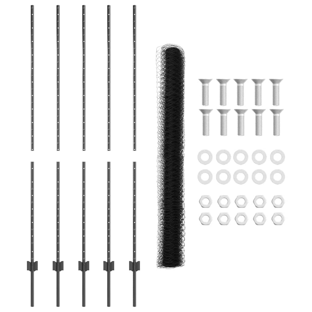 Svejset Trådhegn 10 x 1,5 m (B x H) PVC-belagt stål Grå Mesh