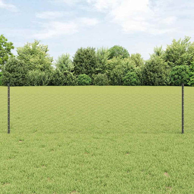 Udendørs sekskantet hegn med stolpe 25 x 0,5 m PVC-belagt stål