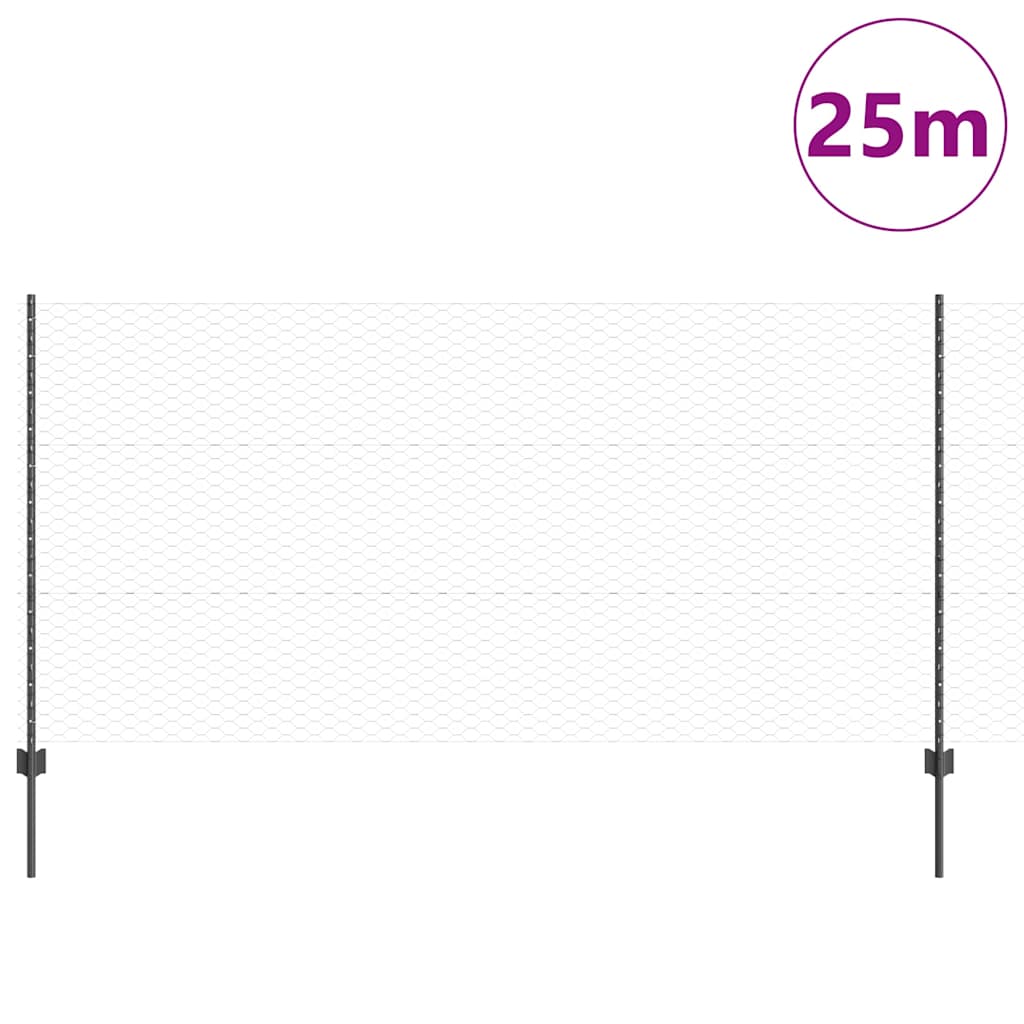 Svejset Trådhegn 25 x 1,2 m (B x H) PVC-belagt stål Grå Mesh