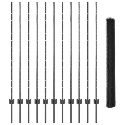 Udendørs sekskantet hegn med stolpe 25 x 1,4 m PVC-belagt stål