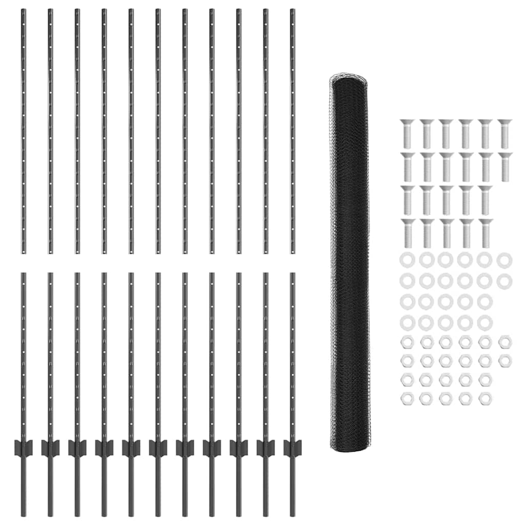 Svejset Trådhegn 25 x 1,5 m (B x H) PVC-belagt stål Grå Mesh