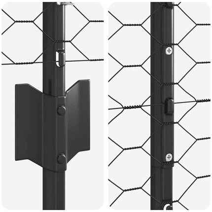 Udendørs sekskantet hegn med stolpe 25 x 1,5 m PVC-belagt stål