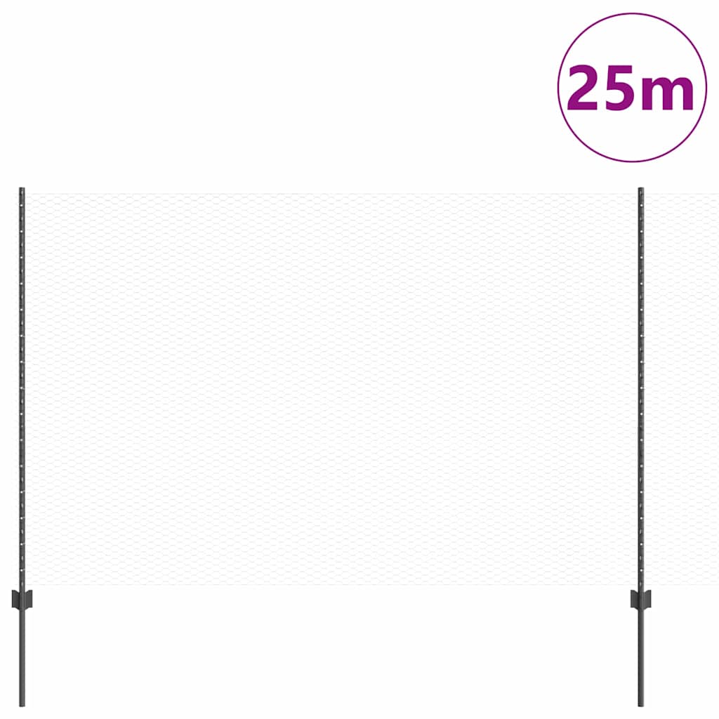 Svejset Trådhegn 25 x 1,6 m (B x H) PVC-belagt stål Grå Mesh