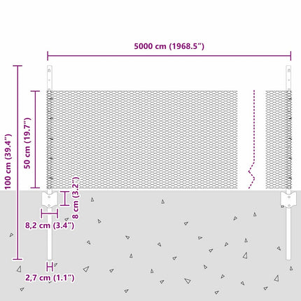Udendørs sekskantet hegn med stolpe 50 x 0,5 m PVC-belagt stål