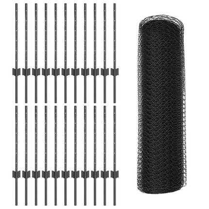 Udendørs sekskantet hegn med stolpe 50 x 0,6 m PVC-belagt stål