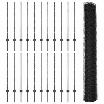 Udendørs sekskantet hegn med stolpe 50 x 1 m PVC-belagt stål