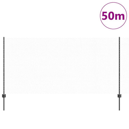 Sekskantet hegn med stolpe 50 x 1,2 m PVC-belagt stål Grå Mesh