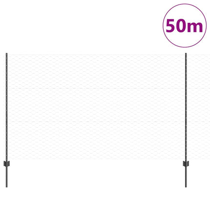 Udendørs sekskantet hegn med stolpe 50 x 1,4 m PVC-belagt stål