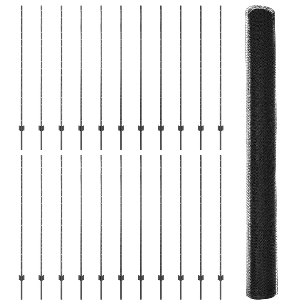 Svejset Trådhegn 50 x 1,6 m (B x H) PVC-belagt stål Grå Mesh