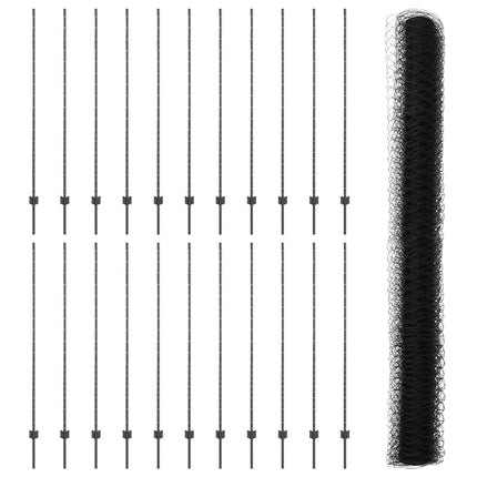 Udendørs sekskantet hegn med stolpe 50 x 1,6 m PVC-belagt stål