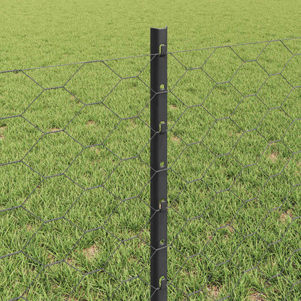 Udendørs sekskantet hegn med stolpe 100 x 0,6 m PVC-belagt stål