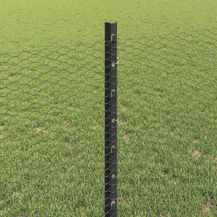 Udendørs sekskantet hegn med stolpe 100 x 0,8 m PVC-belagt stål