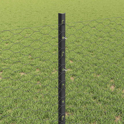 Udendørs sekskantet hegn med stolpe 100 x 0,8 m PVC-belagt stål