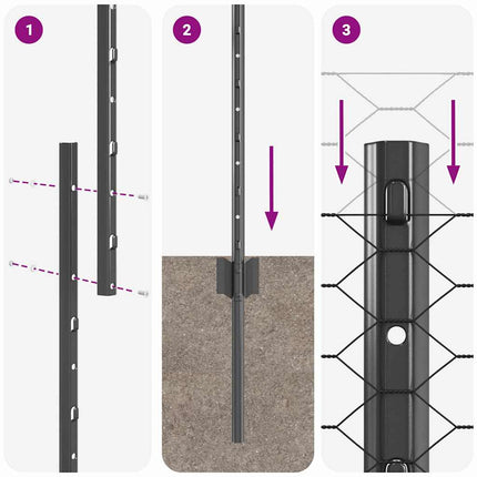 Udendørs sekskantet hegn med stolpe 100 x 1,2 m PVC-belagt stål