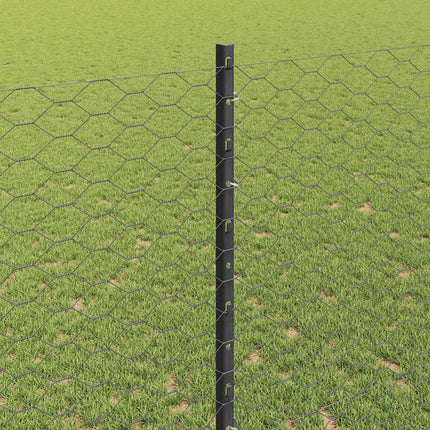 Udendørs sekskantet hegn med stolpe 100 x 1,4 m PVC-belagt stål