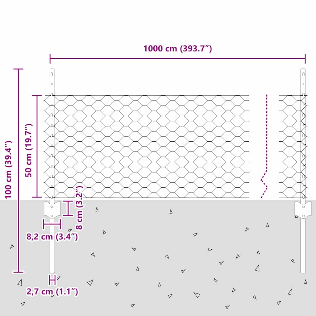 Svejset Trådhegn 10 x 0,5 m (B x H) Hot-Dip Galvaniseret Stål