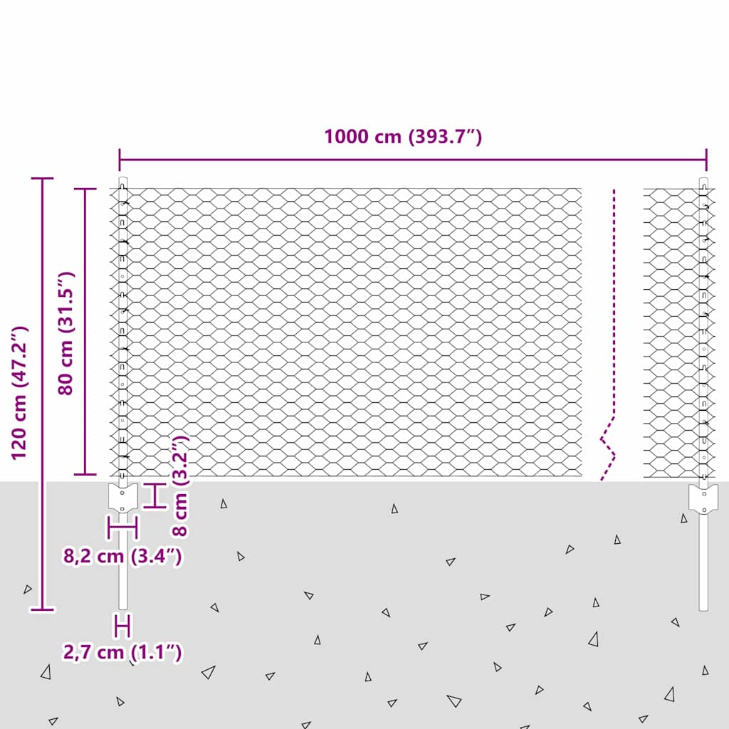 Svejset Trådhegn 10 x 0,8 m (B x H) Hot-Dip Galvaniseret Stål