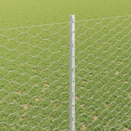 Udendørs sekskantet hegn med stolpe 10 x 1,5 m Sølv Mesh