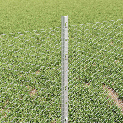 Udendørs sekskantet hegn med stolpe 25 x 0,4 m Sølv Mesh