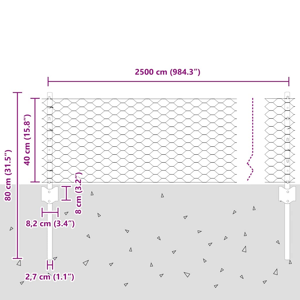 Svejset Trådhegn 25 x 0,4 m (B x H) Hot-Dip Galvaniseret Stål