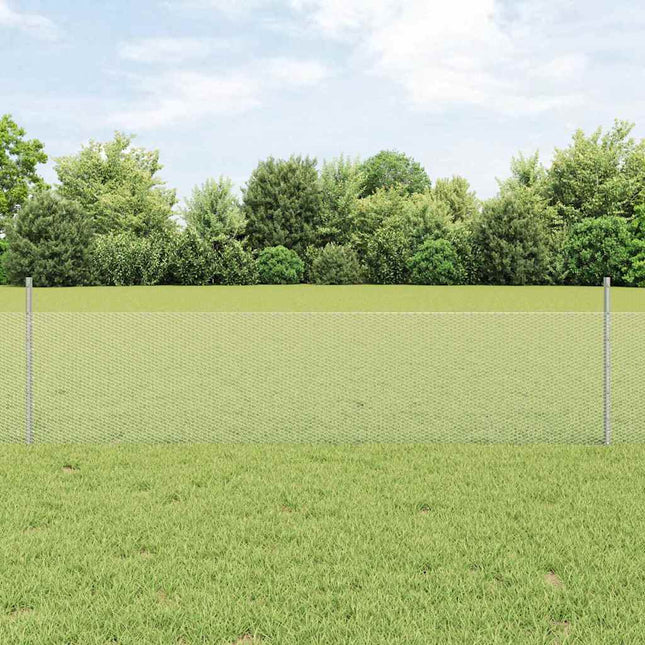 Udendørs sekskantet hegn med stolpe 25 x 0,5 m Sølv Mesh