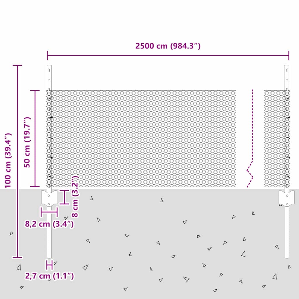 Svejset Trådhegn 25 x 0,5 m (B x H) Hot-Dip Galvaniseret Stål