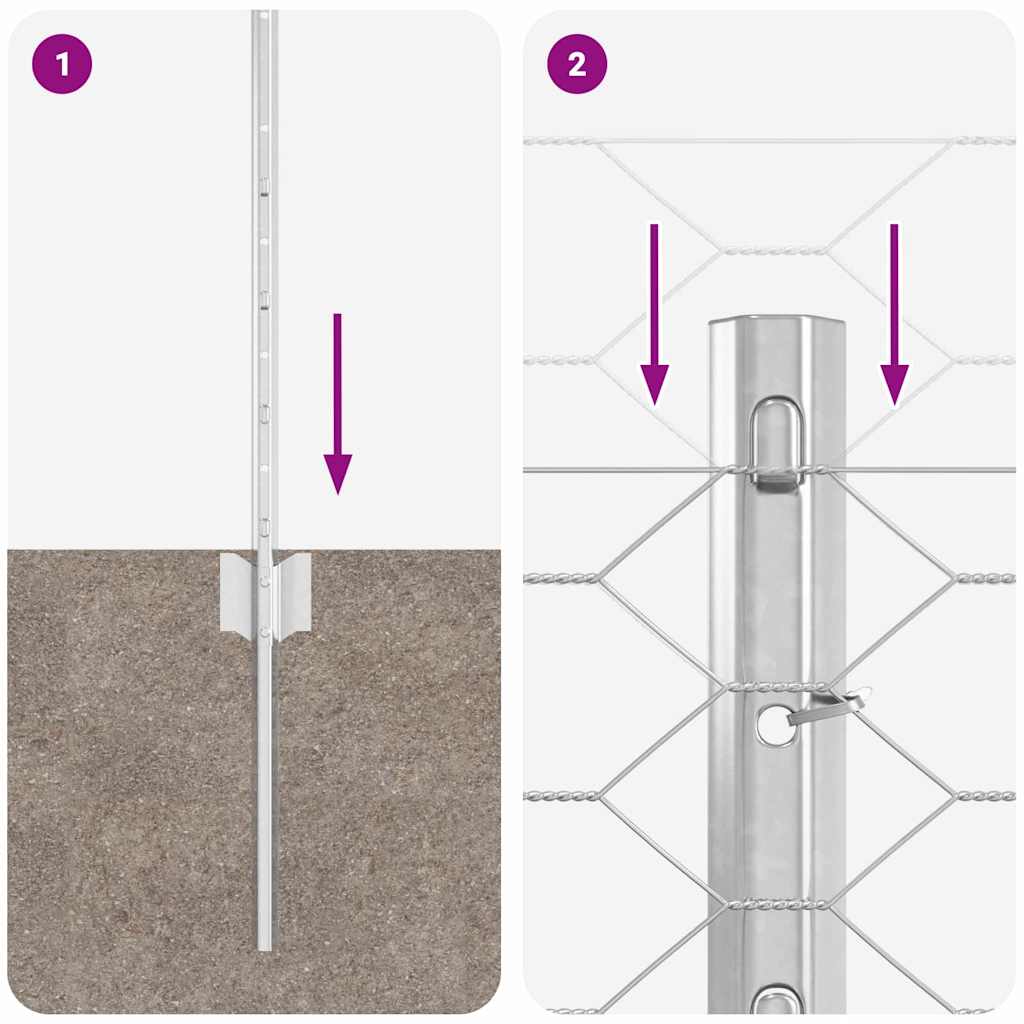 Hegn med post Sølv 0,5 x 25 m Stål
