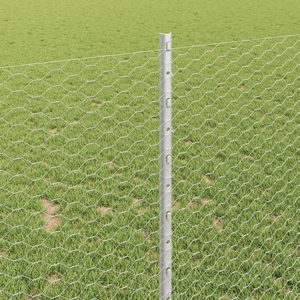 Udendørs sekskantet hegn med stolpe 25 x 1 m Sølv Mesh