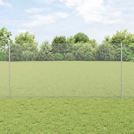 Udendørs sekskantet hegn med stolpe 25 x 1,2 m Sølv Mesh