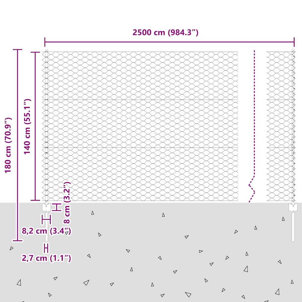 Svejset Trådhegn 25 x 1,4 m (B x H) Hot-Dip Galvaniseret Stål