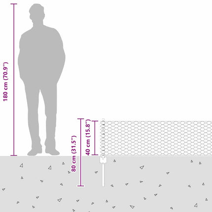 Udendørs sekskantet hegn med stolpe 50 x 0,4 m Sølv Mesh