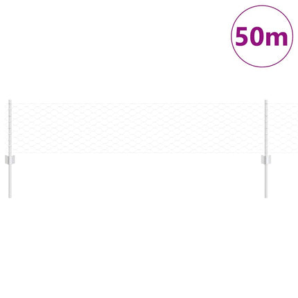 Udendørs sekskantet hegn med stolpe 50 x 0,4 m Sølv Mesh