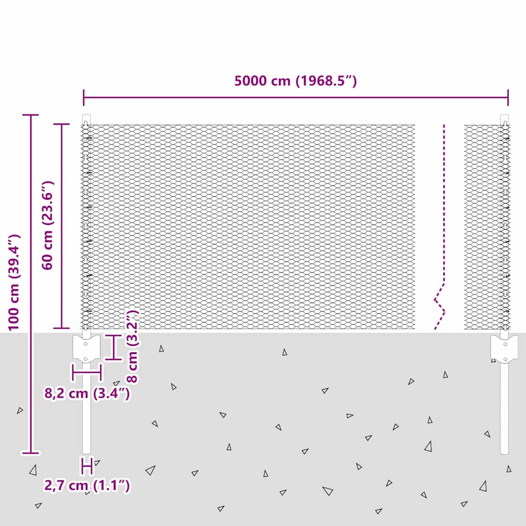 Svejset Trådhegn 50 x 0,6 m (B x H) Hot-Dip Galvaniseret Stål