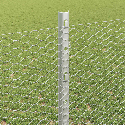 Udendørs sekskantet hegn med stolpe 50 x 1,2 m Sølv Mesh