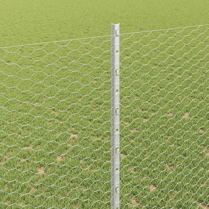 Udendørs sekskantet hegn med stolpe 50 x 1,6 m Sølv Mesh