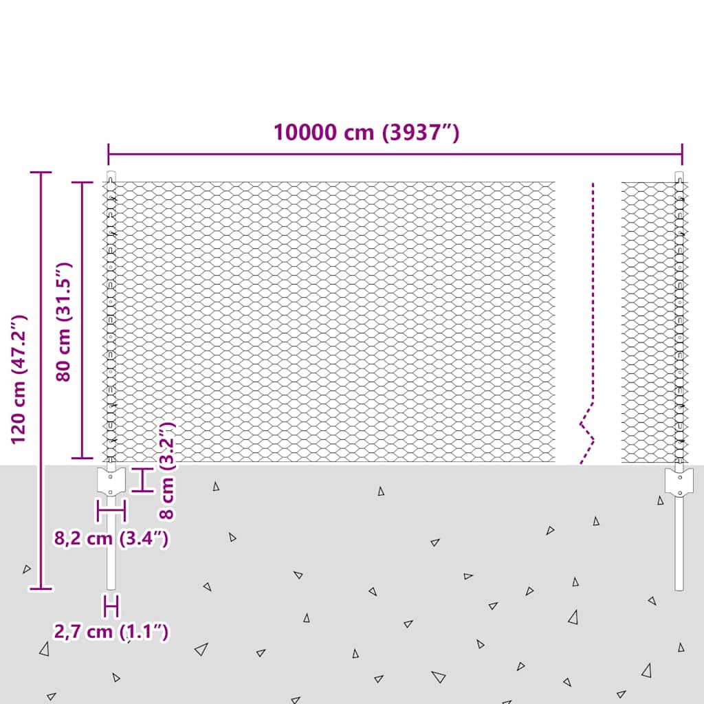 Svejset Trådhegn 100 x 0,8 m (B x H) Hot-Dip Galvaniseret Stål