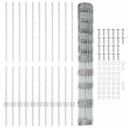 Udendørs Vildt Hegn med Stolper 25 x 1,2 m Sølv Mesh