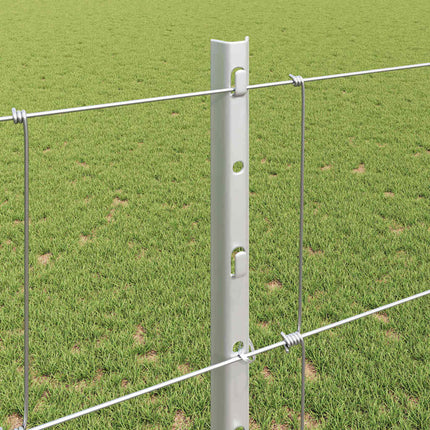 Udendørs Vildt Hegn med Stolper 25 x 1,2 m Sølv Mesh