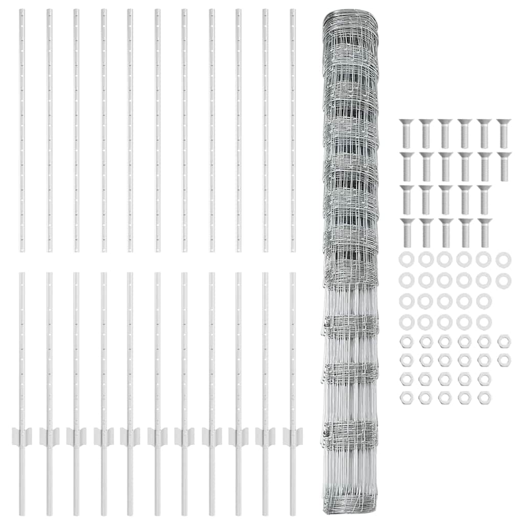 Vild hegn med stolper 25 x 1,4 m (B x H)